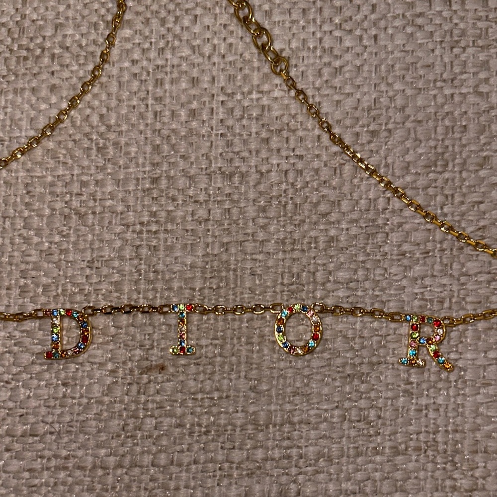Dior Gold Multicolor Letter Necklace - Picture 2 of 3